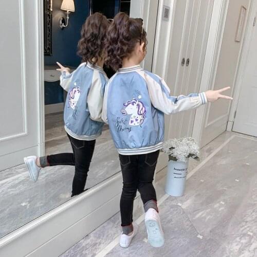 ChildrenS Clothing Girls Jackets Autumn New Middle School Students Baseball Uniforms Teenager Casual Cartoon Zipper Cardigan