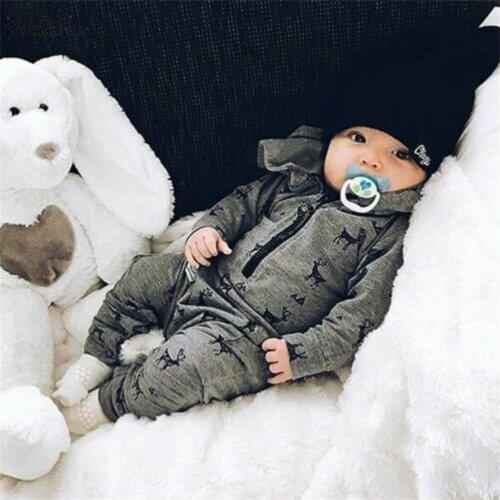 Kids Infant Baby Boys Hooded Romper Jumpsuit Bodysuit Clothes Outfits One-piece