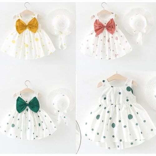 Fashion Baby Girl Clothes Summer Cute Casual Dress Baby Girl Kids Summer Sleeveless O-neck Print Floral Bow Princess Dress