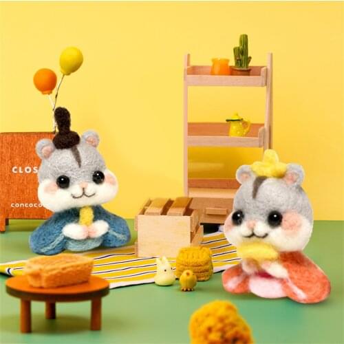 DIY Handmade Plush Animal Craft Set Hand Knitted Wool Felt Craft Material Kits Cartoon Rabbit Plush Toy Hand Making Package Set