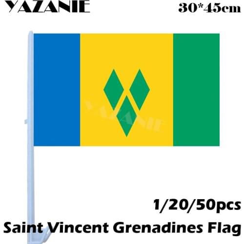 YAZANIE 30*45cm 1/20/50pcs Saint Vincent and the Grenadines Window Car Flags and Banners Festival Custom Printed Country Flags