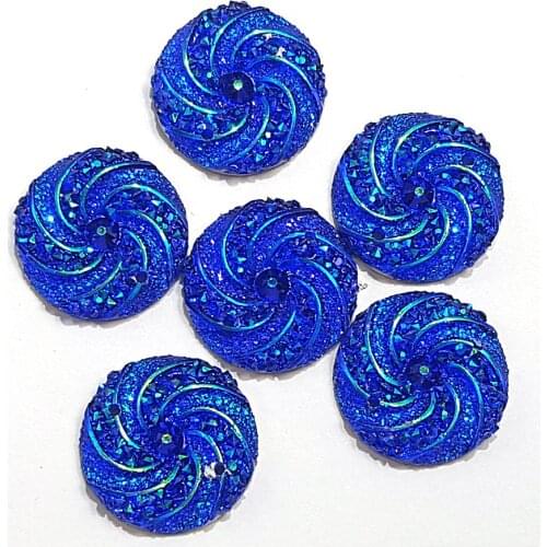EXQUISITE Resin Round 16mm Royal Blue WindMill Rhinestone Stones and Crystals Sewing Accessories Dresses Costumes Clothes Charms