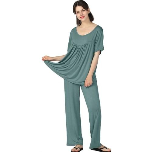 PLSU SIZE 3XL 4XL 5XL 6XL 7XL Women Pajamas Set Nightwear Casual Soft Sleepwear Elastic Cotton Sleep Set Home Clothes Negligee
