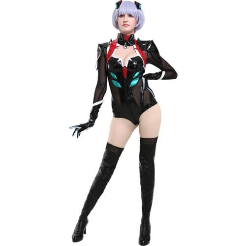 Mangoyoyo EVA Cosplay Costume EVA Ayanami Rei Cosplay Sexy Jumpsuit Women Black Costume Bodysuit Halloween Party Stocking