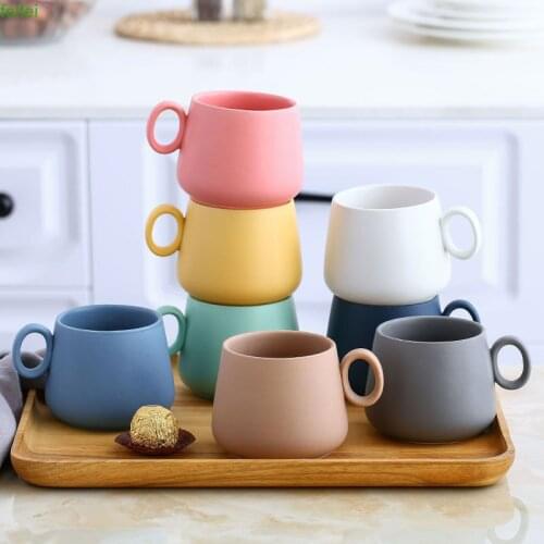 Macaron Ceramic Mug Matte Northern European Coffee Milk Latte Cup Tumbler Cups Creative Big Belly Cup Drinkware Household Gift