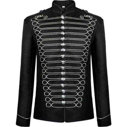 Medieval Men Halloween Custome Golden Embroidery King Prince Renaissance Cosplay Long Sleeve Party Jacket Outwear Performance