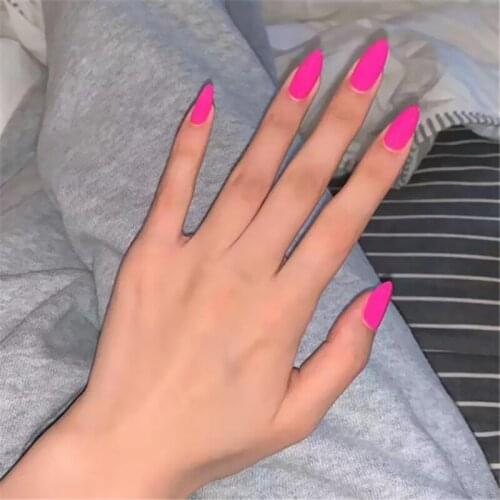 False Nail Women Nail Art Decoration 24pcs Coffin Fake Nail Solid Color Frosted Matte Effect Full Cover Long Nail Tips with Glue