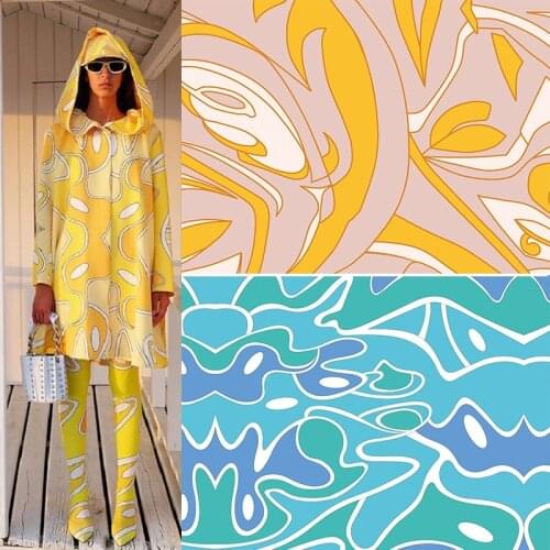 Brand new elegant line stretch satin womens clothing cloth dresses advanced custom digital printing fabric sewing materials