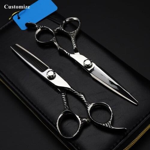 Customize logo JP 440c steel 6 '' upscale cut hair scissors haircut thinning barber cutting shears tools hairdressing scissors