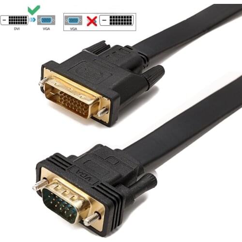 GREATLINK Dvi-d vga cable adapter DVI-D 24 1 to VGA converter dvi-d to vga with Flat Cable for Projector Monitor PC,Black 6FT