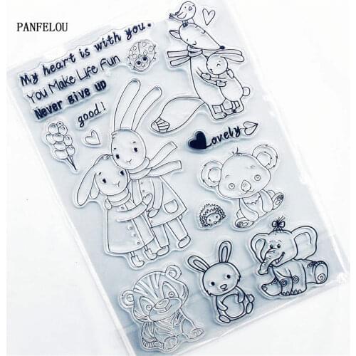 PANFELOU rabbit brother Transparent Clear Silicone Stamp/Seal for DIY scrapbooking/photo album Decorative clear stamp sheets