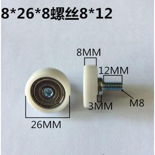 Sliding window or door 628 Bearing pulley diameter 26mm thickness 8mm with M8X12 screw 10pcs/lot