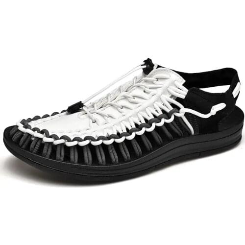 Fashion Brand Sandals Men Handmade Weave Hollow Shoes Outdoor Non-slip Beach Sandals Lightweight Breathable Men Sandals Big Size