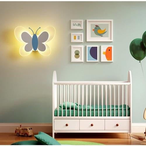 Modern Art Deco Wall Lamp Nordic Style Bedside Lamp for Bedroom Living Room Indoor Lighting Butterfly Shape Dimmable Night Light