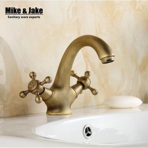 Soild brass bronze double handle control antique faucet kitchen bathroom basin mixer tap robinet antique