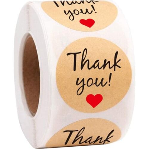 50-500pcs Thank You Kraft Paper Stickers Round Adhesive Labels Baking 25mm wedding decoration party decoration Stickers