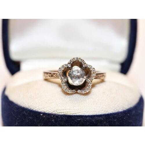 Victorian Style Vintage 8k Gold Natural Diamond And Rose Cut Diamond Decorated Pretty Ring