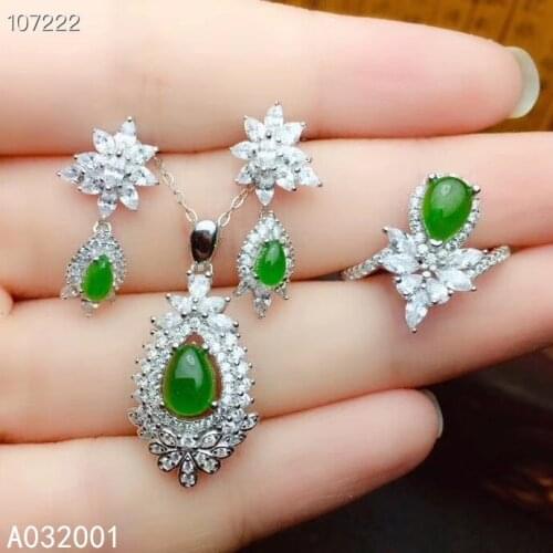 KJJEAXCMY fine jewelry natural Jasper 925 sterling silver women pendant necklace chain earrings ring set support test exquisite