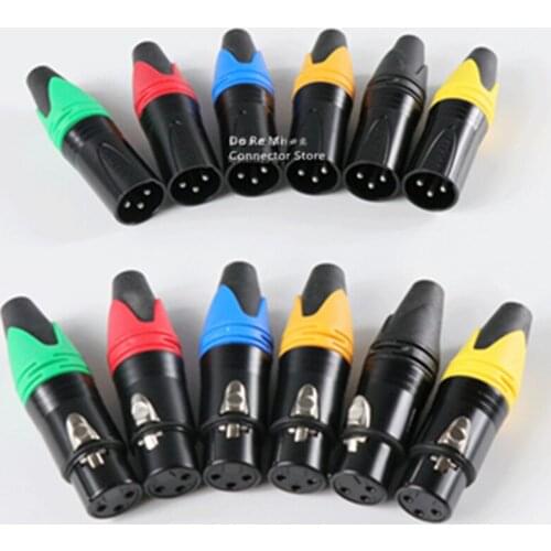 10PCS 3 Pin XLR Plug Jack Male / Female Microphone Connector MIC Adapter XLR Cable Termininal Audio Wire Connector colours DIY