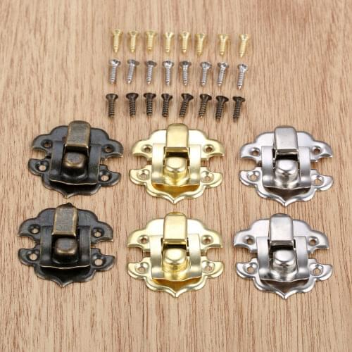 10Pcs Box Latch Clasps Antique Iron Jewelry Box Padlock Hasp Locked Wooden Wine Gift Box Handbag Buckle Hardware Accessories