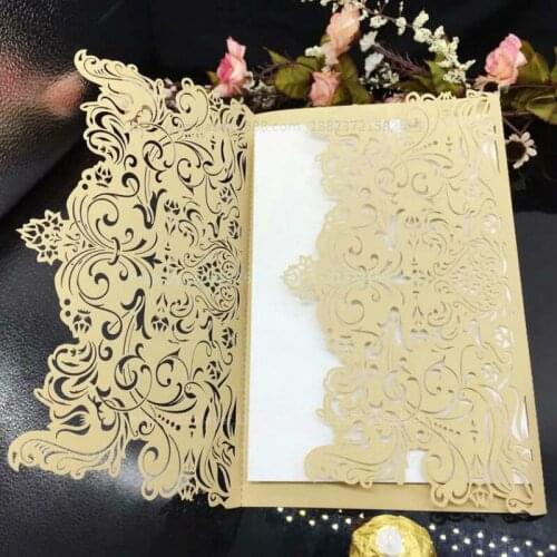 10pcs Laser Cut Invitation Card Wedding Invitations Cards With Blank Page Postcard Birthday Bridal Favors Party Supplies 8ZSH073