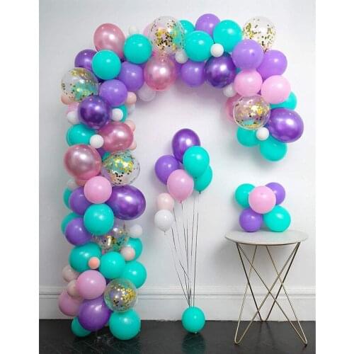 115Pcs/set Mermaid Balloons Garland Kit Purple Pink Balloon Arch Confetti Globos First Birthday Balloons Baby Shower Party Decor