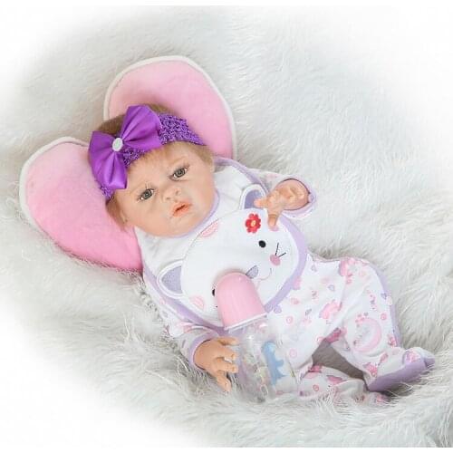 20'' real bebe girl reborn bonecas Full Body Silicone reborn dolls with Pacifier pink pillow child lover gift