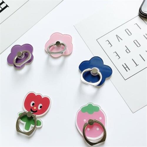 Mobile Phone Stand Holder Finger Ring Fruits Strawberry Flower Smartphone Phone Stand For Iphone Huawei All Phone