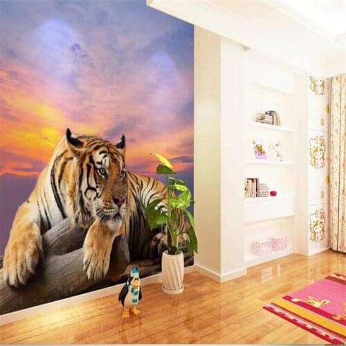 Beibehang photo wallpaper 3D tiger landscape mural living room sofa TV KTV bar background large mural 3d wall murals wallpaper