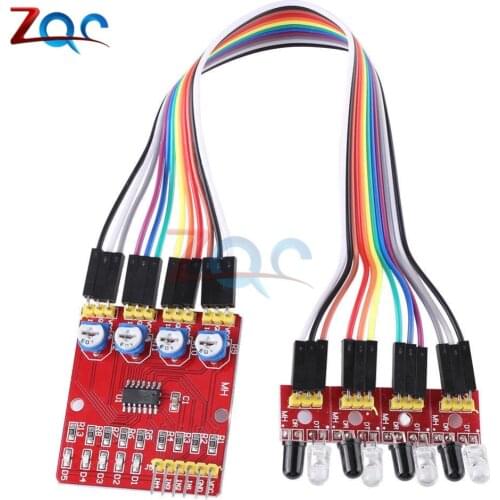 Four-Way Infrared Tracing 4 Channel Tracking Line Sensor Module Transmission Obstacle Avoidance for Arduino Diy Smart Car Robot
