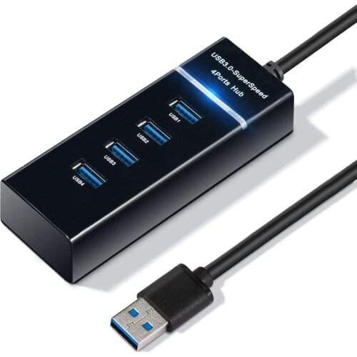 4-Port USB3.0 Hub To Mouse Keyboard U Disk With LED Light Bar Multi-interface Splitter USB Converter For PC Laptop