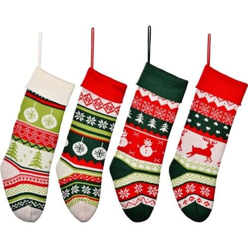 4 PCS Christmas Stockings Xmas Tree Fireplace Hanging Ornaments Family Holiday Season Decorations Large Size Wholesale XB