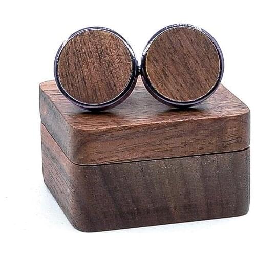 5sets/lot Handmade Wood Cufflinks With Box Set Retro Style Cuff Links Gift Box Set Mens Jewelry Business Gift