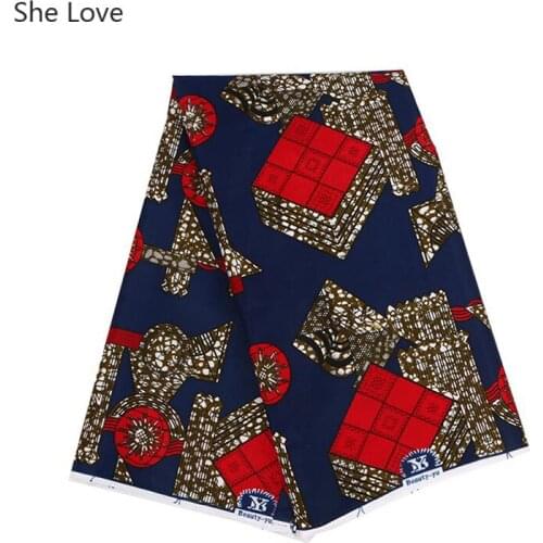 Chzimade 1 Yard Ankara African 100% Polyester Wax Prints Red Rhombus Fabric For Garment Clothes Diy Sewing Materials