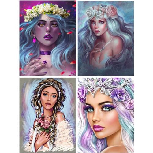 5D DIY Diamond Painting Full Woman Fairy Portrait Diamond Mosaic Stitch Interior Paintings Art Picture Handicraft Home Decor