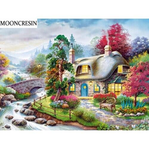 Diamond Embroidery Scenery 5D Diy Diamond Painting Full Drill Square Crystal Mosaic Of Rhinestone Cross Stitch House Decoration