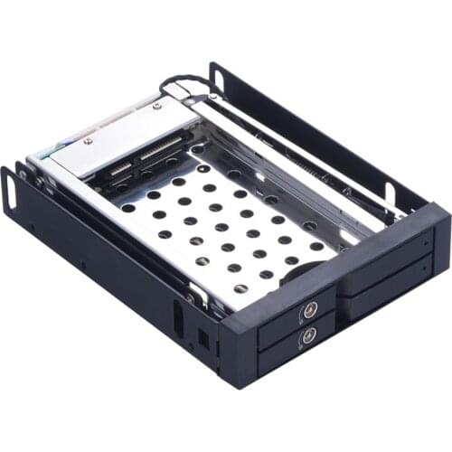 Aluminum 2 x 2.5" SATA Tray-less Hot Swap SSD HDD Mobile Rack for 3.5"Floppy Bay hard drive case