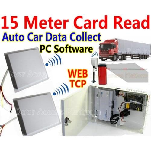 15 Meters Automatic Car RFID Data Collect antenna Barrier gate entry+exit UHF RFID Long range reader Web Access Controller panel