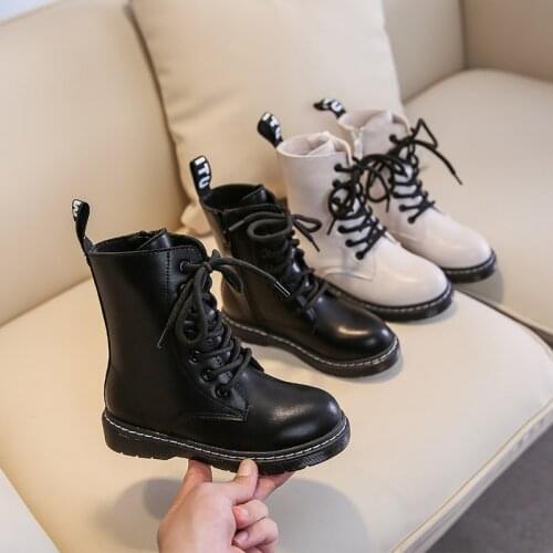 Child High Top Ankle Shoes Girl Martin Boots 2021 Autumn New Kids Black Velvet Fur Warm Winter Shoes Snow Boots for Children
