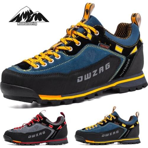 Hiking Shoes Men Leather Waterproof Hiking Shoes Outdoor Long-Distance Travel Shoes Wear-resistant Sports Shoes Hunting Trekking