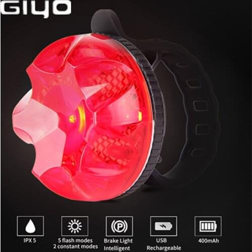 GIYO New Bike Tail Light Intelligent Brake Light For Bicycle Led Rechargeable USB Bike Rear Light Safety Warning Cycling Lamp