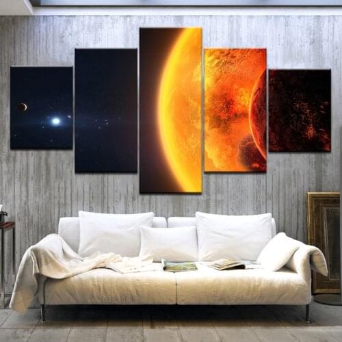 Canvas Home Decor Wall Art 5 Panel Planets Poster Universe Large Poster HD Printed Painting Modular Pictures For Living Room