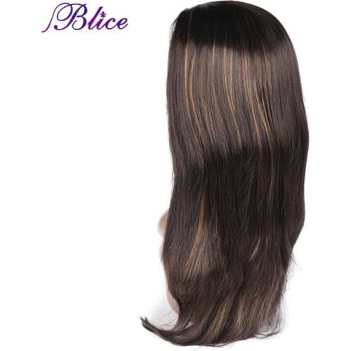 Blice Classic Natural Straight Synthetic Hair Wig Piano Color P4/27 Wig Heat Resistant Glueless 14inch Synthetic Lace Front Wig