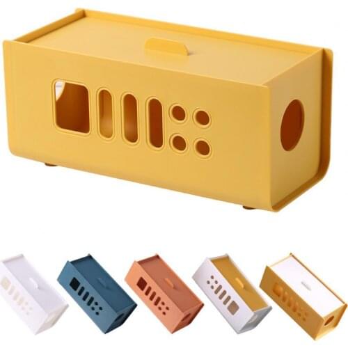 Cable Storage Box Solid Color Dust-Proof Plastic Outlet Cord Socket Organizer Home Organization