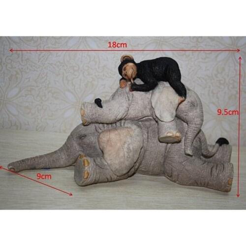 CUTE ELEPHANT AND CHIMPANZEE MINIATURE RESIN HANDMADE OFFICE NOVELTY DECORATION ART AND CRAFT ORNAMENT TRINKET ACCESSORIES L3192