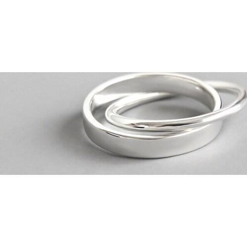 Real 925 sterling silver double circles engagement rings for women friendship present, fashion ring silver 925 fine jewelry