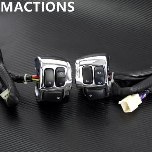 Mortorcycle Handlebar Control On/Off Switch With Wiring Harness Chrome For Harley Softail Dyna Sportster Vrod 96-12