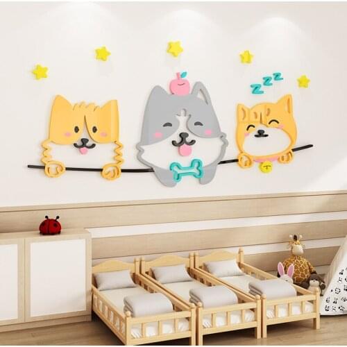 WS10 Cartoon acrylic wall stickers 3d baby bedroom bedside stickers childrens room layout background wall decoration