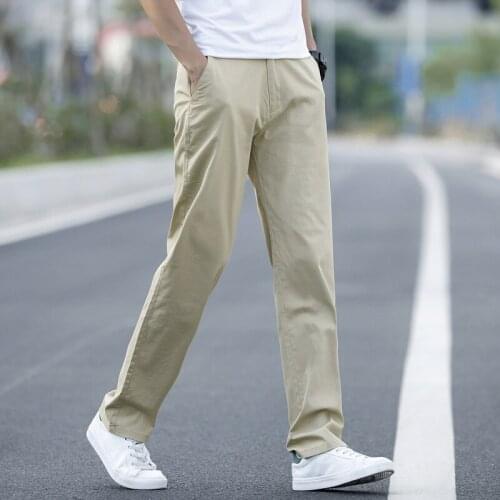 Pants Men Size 28- 44 Spring Straight Pant 100% Cotton Men Wear Comfortable Soft Trousers Male Clothing High Quality