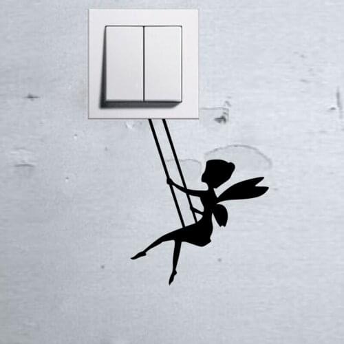 Creative Flower Fairy Switch Sticker Living room Bedroom Decorative Wall Stickers Vinyl Waterproof Murals JG1377